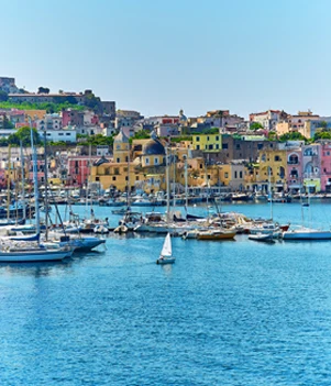 image of the port of procida seen from the sea